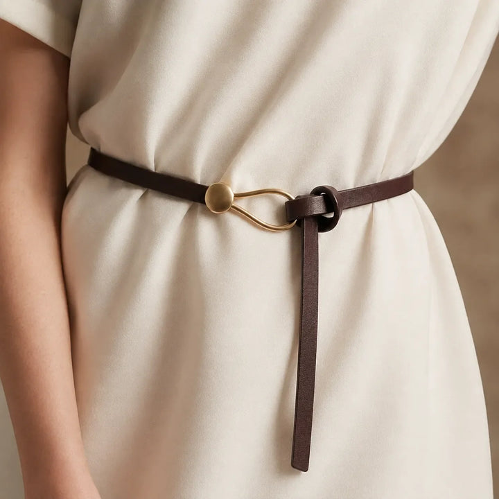 Women's Leather Slim Buckle Waist Belt