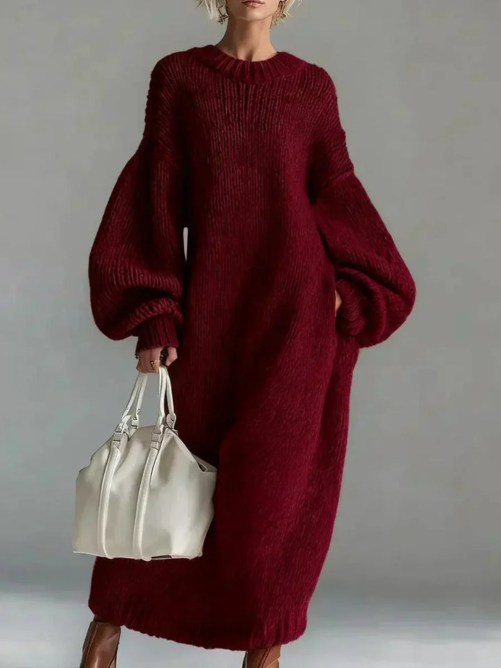 Women's Oversized Acrylic Knit Sweater Maxi Dress