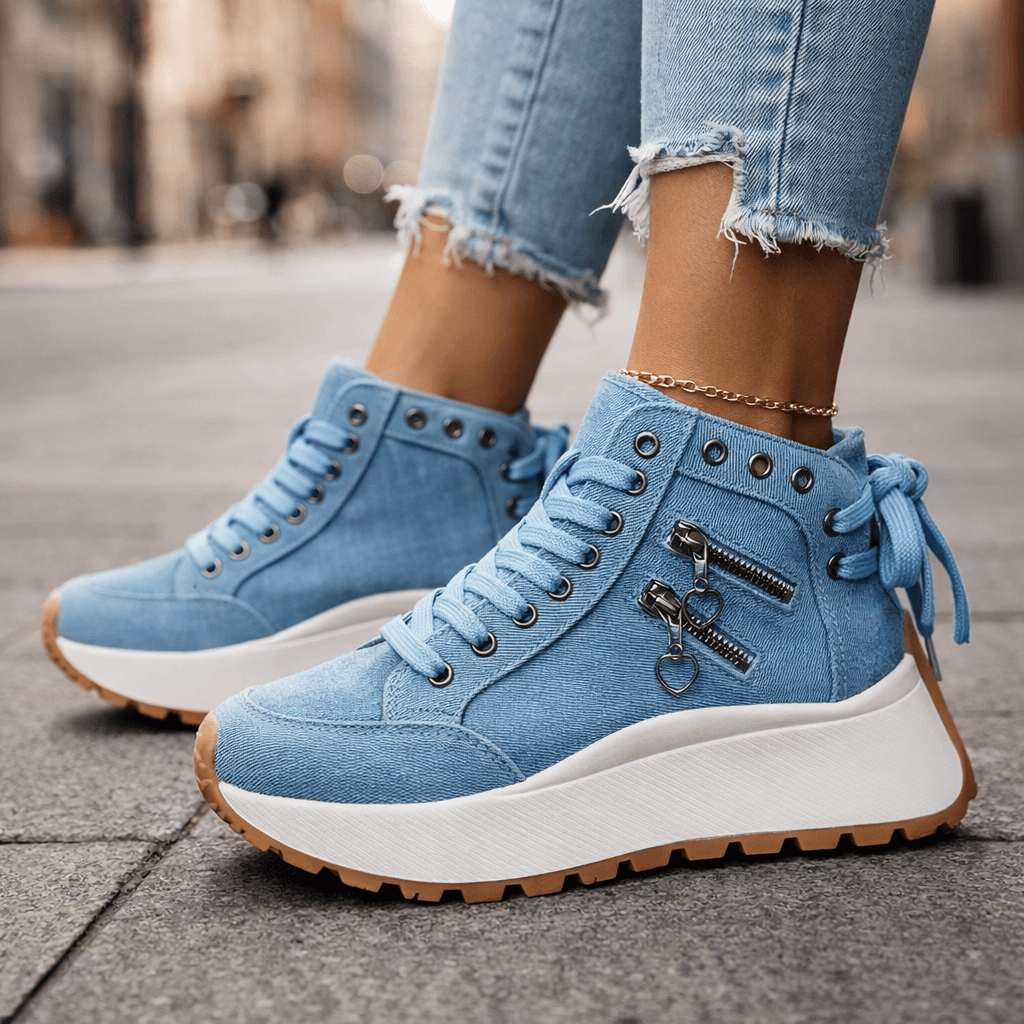 Women's Leather High-Top Platform Sneakers