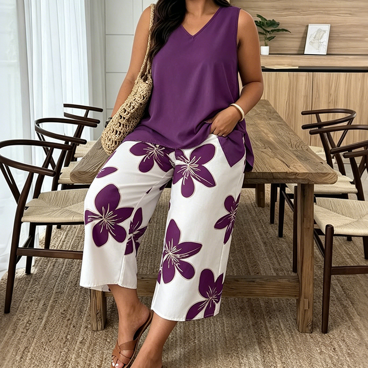 Women’s Linen Asymmetric Top & Capri Co-Ord Set