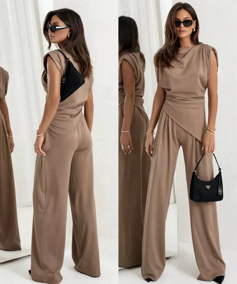 Women's Silk Two Piece Wide Leg Trouser Set Luxury Evening Co-ord