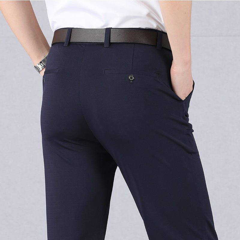 Men's Wool Blend Slim Fit Formal Dress Trousers