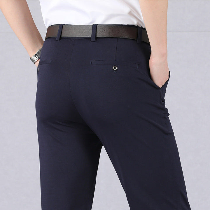 Men's Wool Blend Slim Fit Formal Dress Trousers