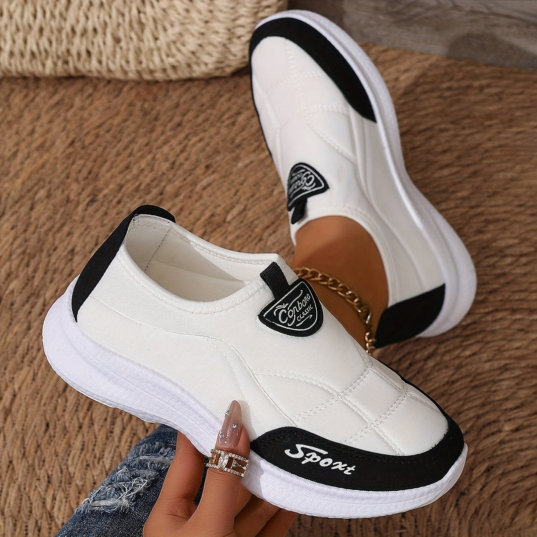 Women's Leather Slip On Sneakers Sport Walking Shoes