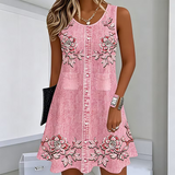 Women's A-Line Tank Dress Sleeveless Boho Floral Tunic Sundress