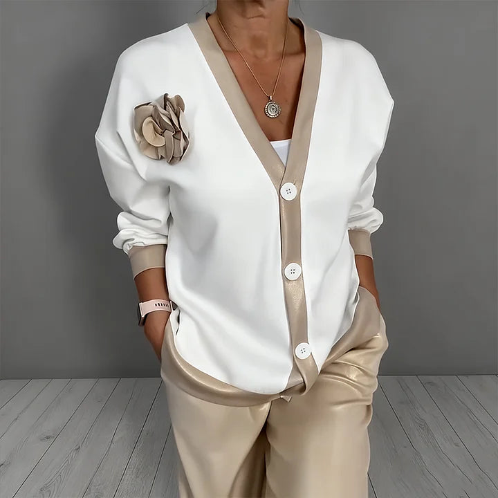 Women's Knit Button-Up Cardigan and Lounge Set