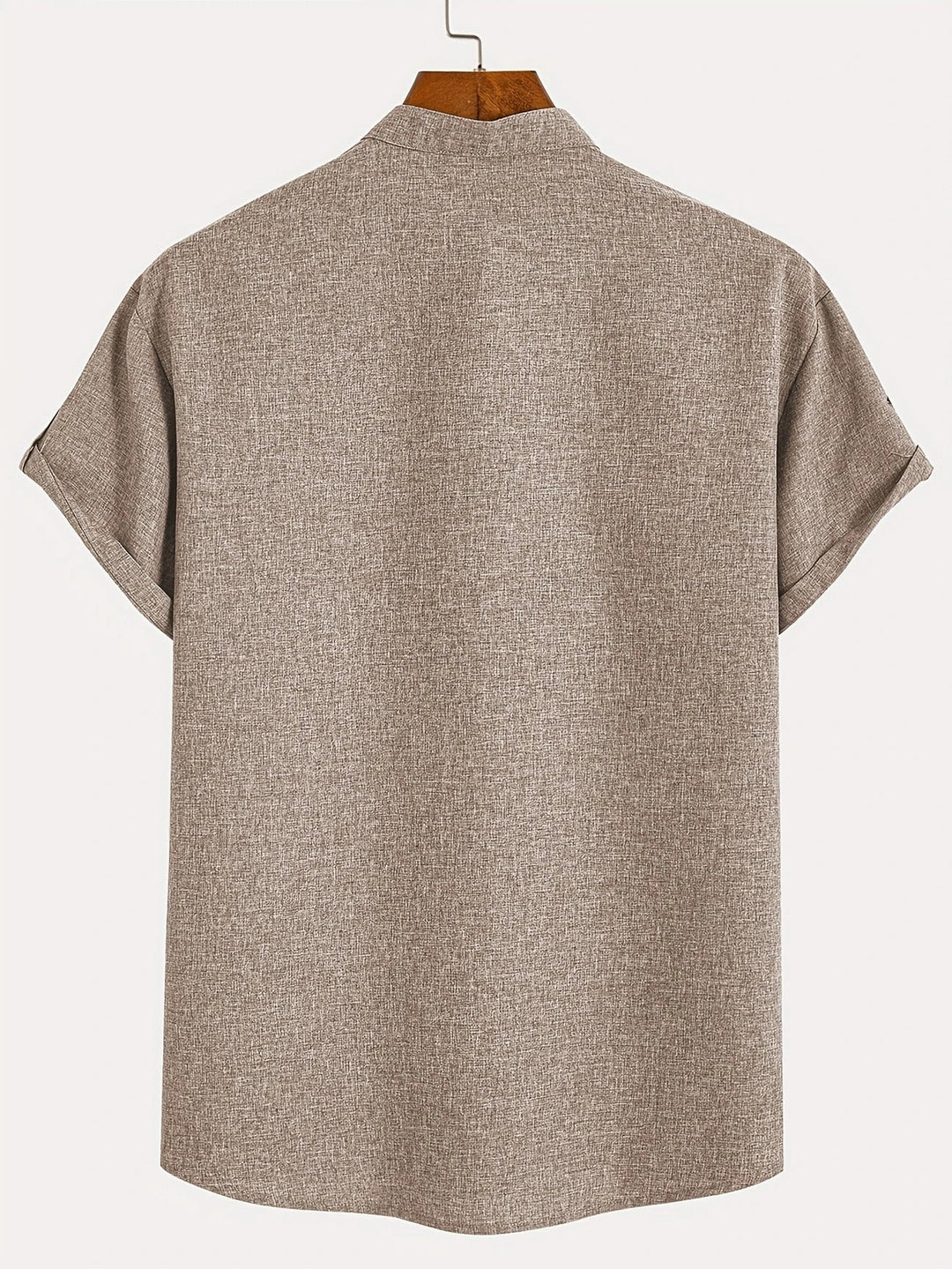 Men Henley Linen Shirt Casual Short Sleeve Cross Graphic Tee