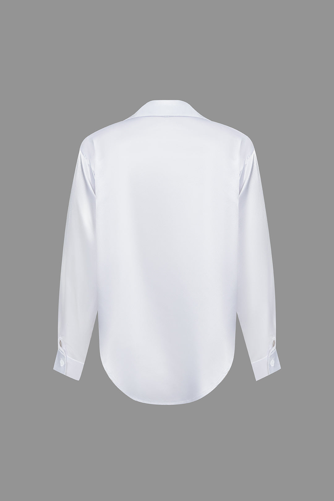 Women's Satin Long-Sleeve Blouse Elegant Silk-Feel Button-Down Shirt
