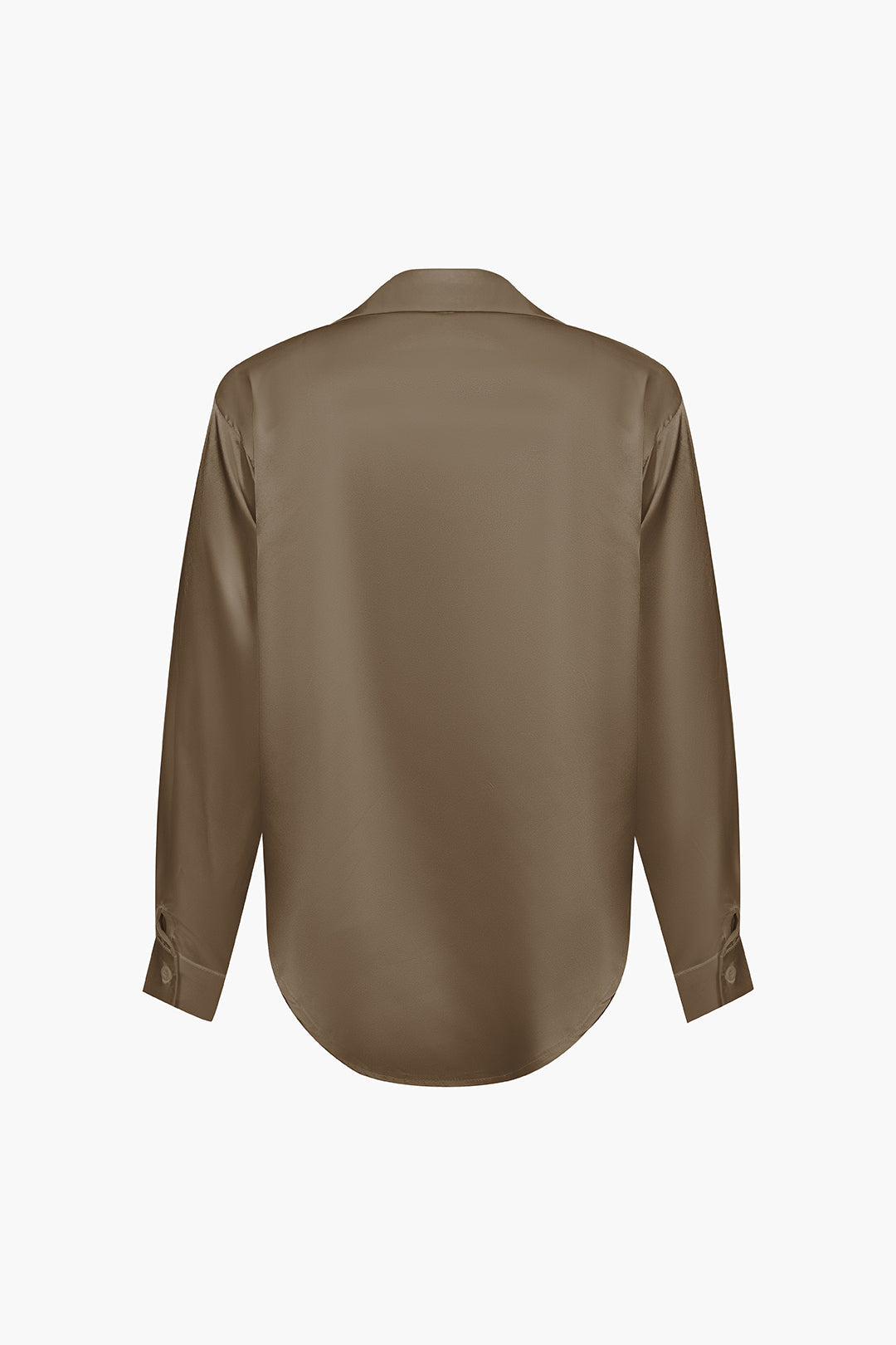 Women's Satin Long-Sleeve Blouse Elegant Silk-Feel Button-Down Shirt