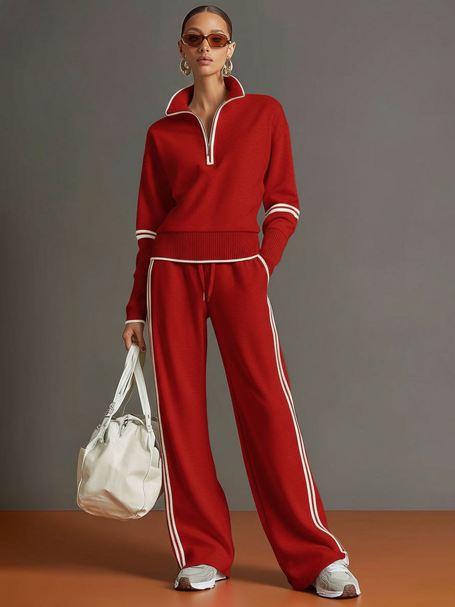 Women's Knit Two-Piece Wide Leg Lounge Set