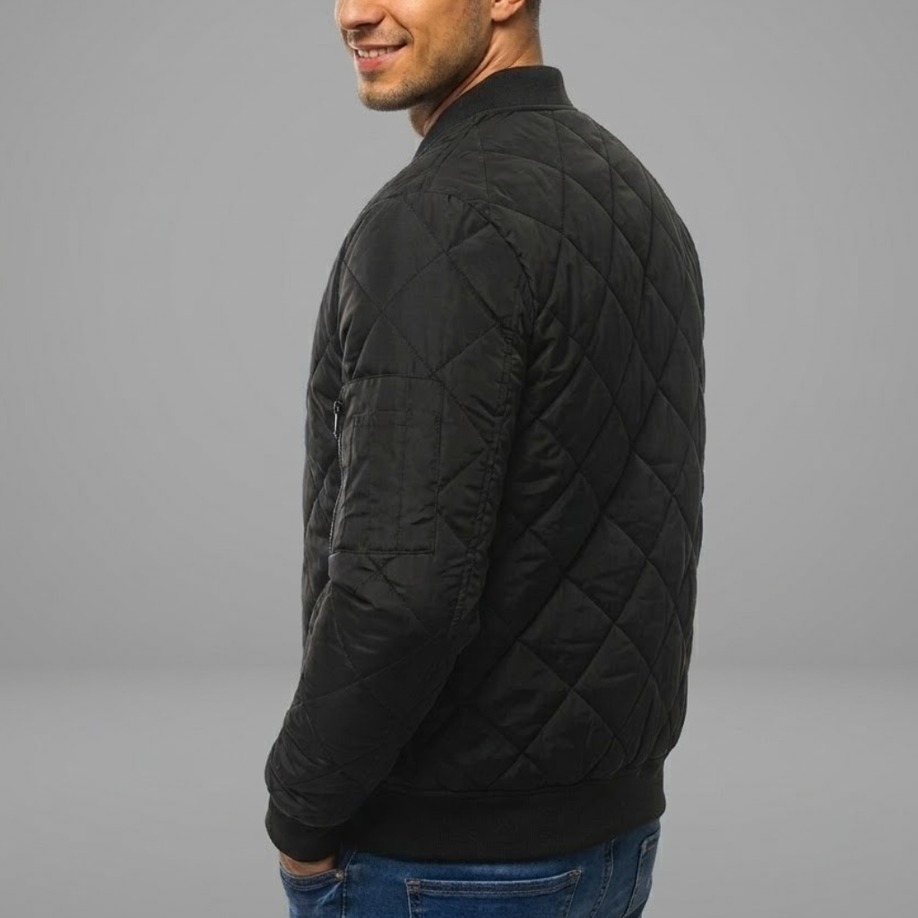 Men's Quilted Fleece Bomber Jacket Premium Transitional Outerwear