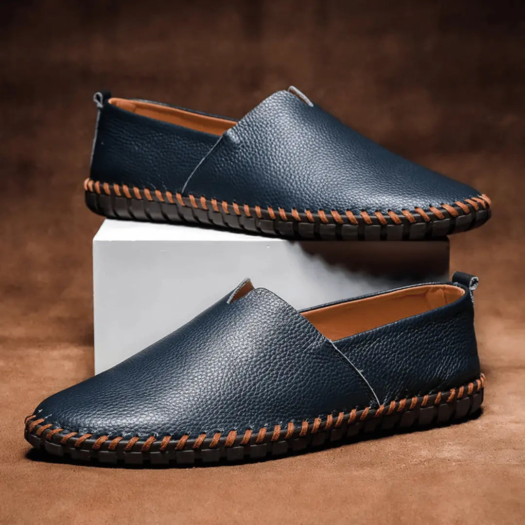 Men's Leather Loafers Casual Slip-On Flat Moccasins