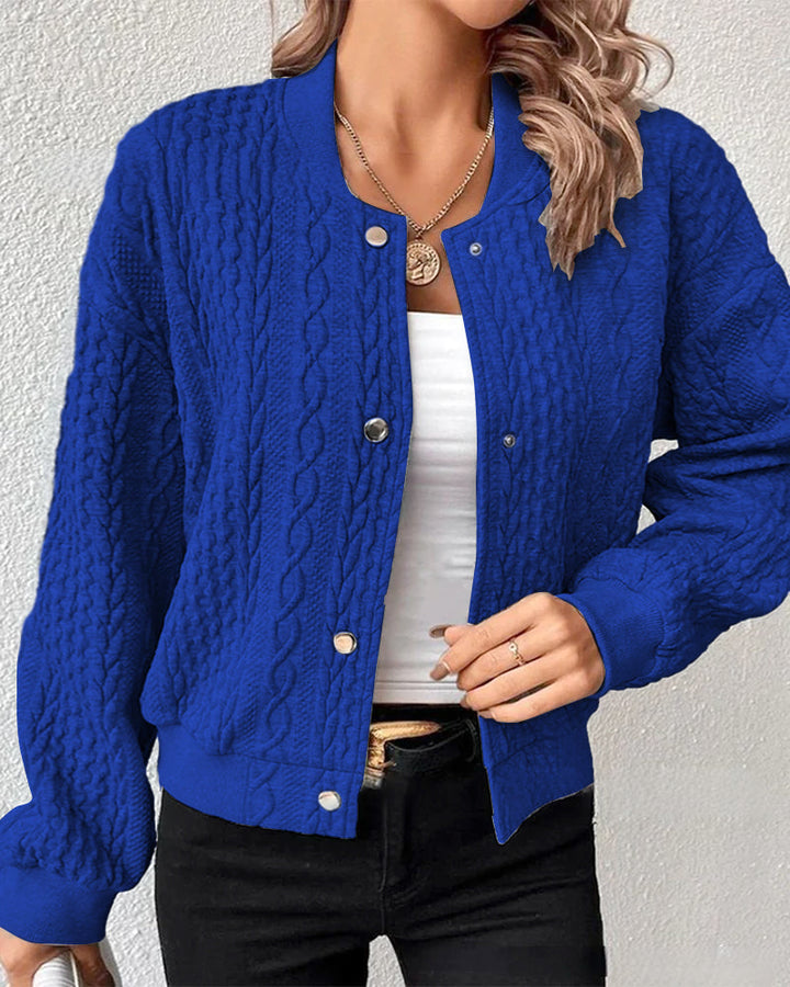 Women's Knit Bomber Jacket Merino Wool Button Up Cardigan Sweater