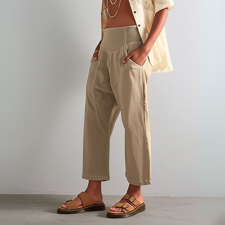 Women's Denim Wide Leg Trousers Cropped Pants
