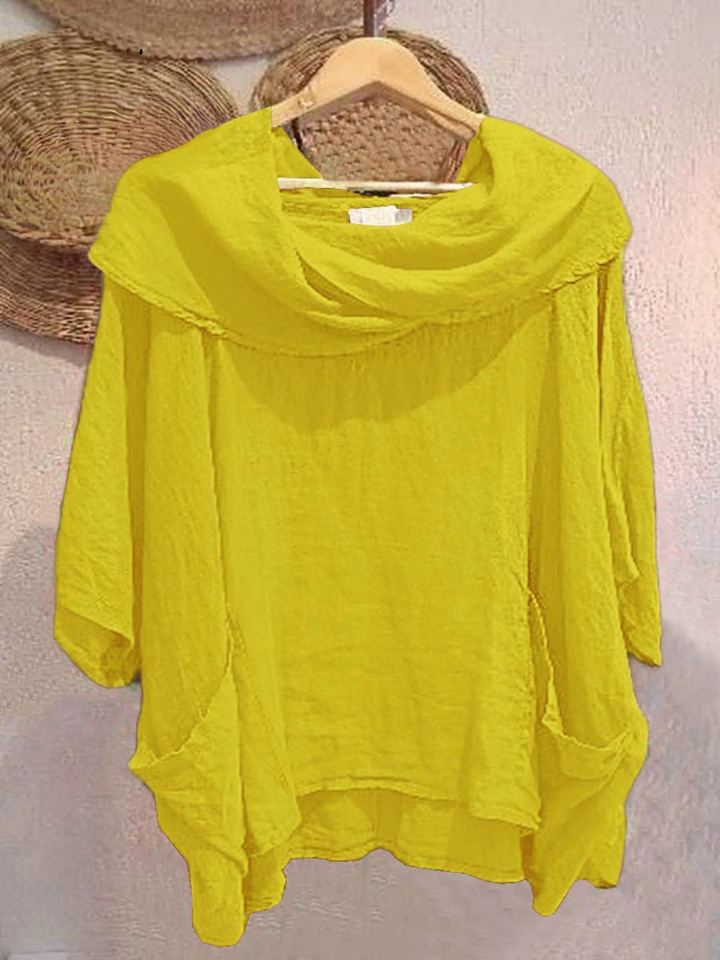 Women's Linen Knit Oversized Poncho Jumper Sweater