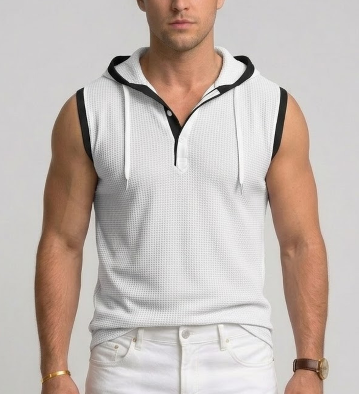 Men's Knit Sleeveless Gym Hoodie Muscle Shirt