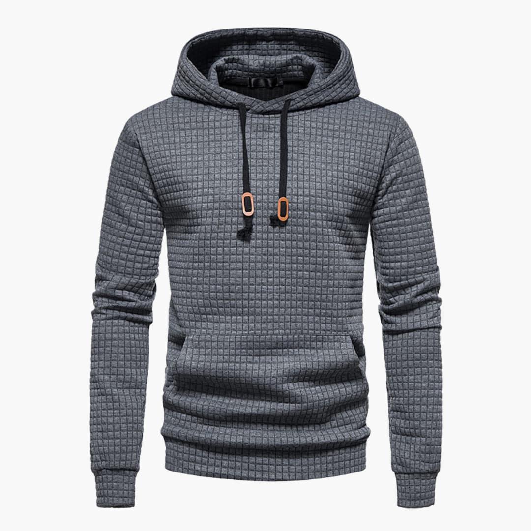 Men's Fleece Hoodie Waffle Knit Pullover Sweatshirt