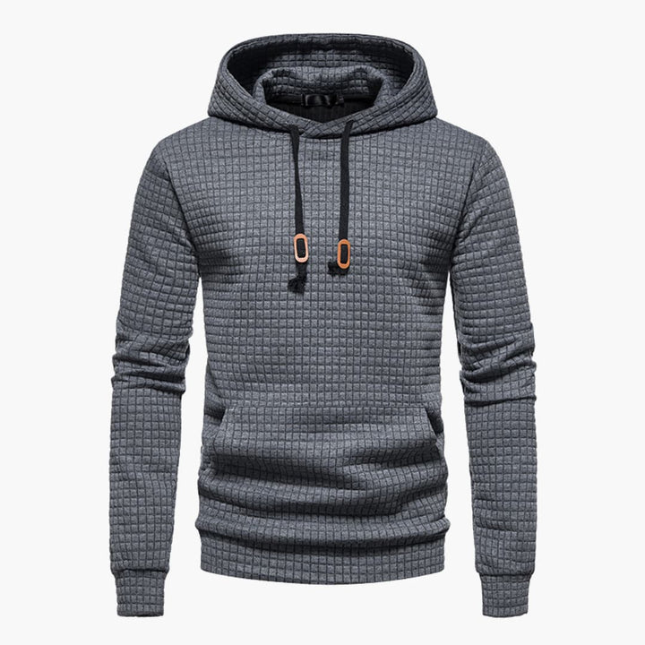 Men's Fleece Hoodie Waffle Knit Pullover Sweatshirt