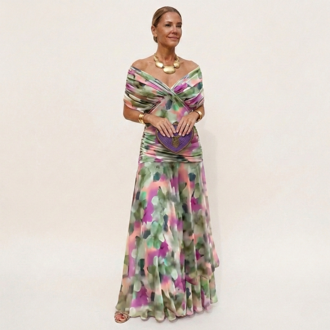 Women's Mesh Off-Shoulder Evening Dress Maxi Gown