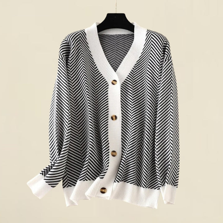 Cardigan en maille à col en V pour femme, pull oversize en laine