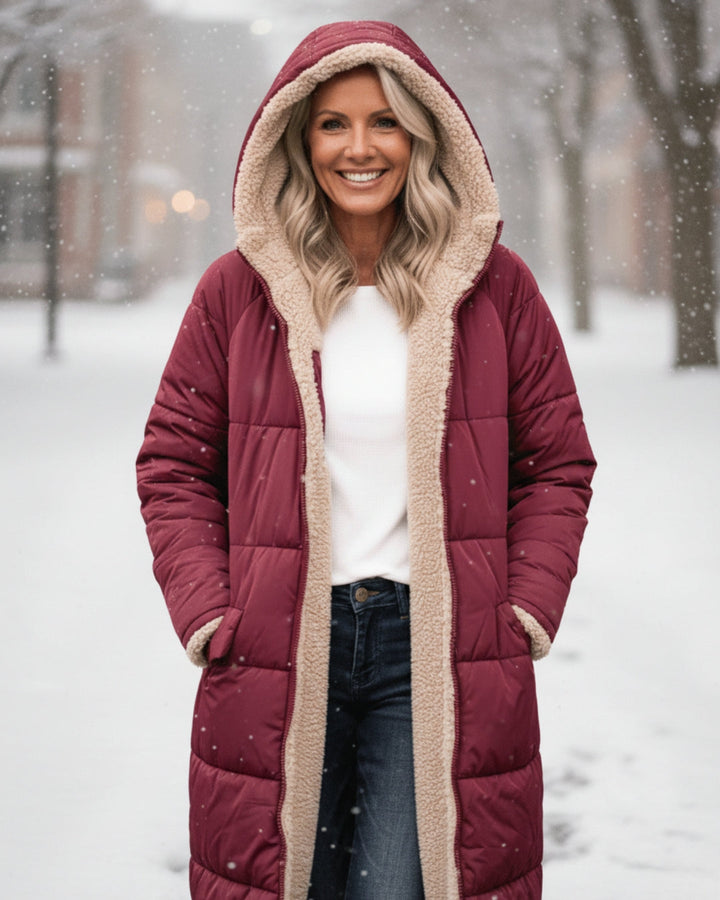 Women’s Long Hooded Fleece-Lined Puffer Coat
