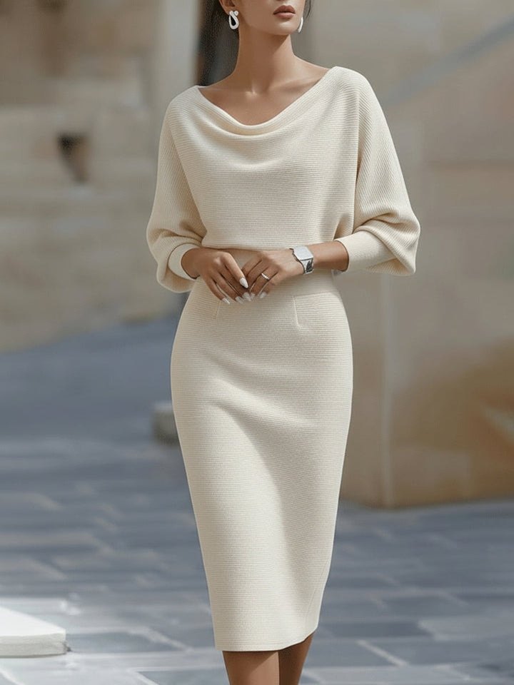 Women's Knit Midi Dress Merino Wool Sweater Dress