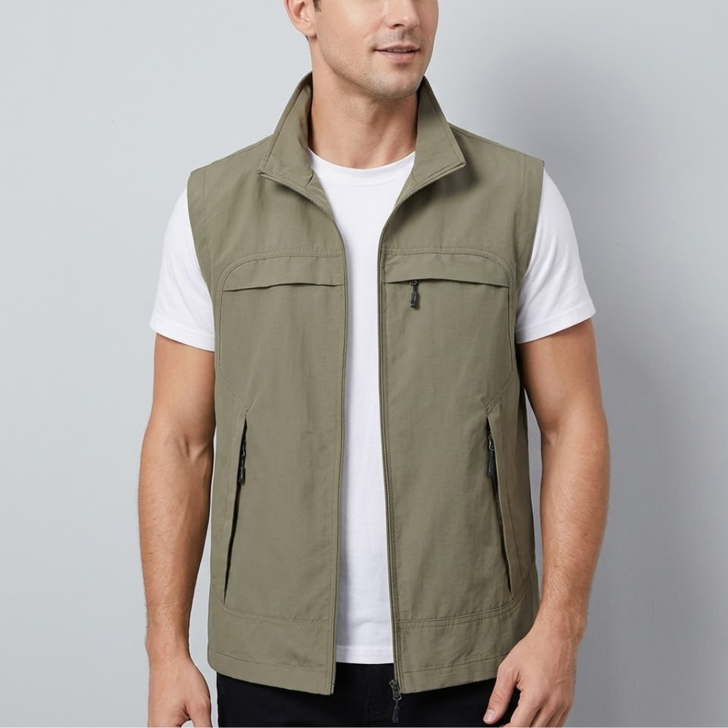 Men's Nylon Lightweight Utility Gilet Outdoor Hiking Waistcoat