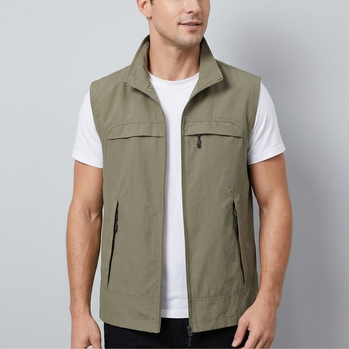 Men's Nylon Lightweight Utility Gilet Outdoor Hiking Waistcoat