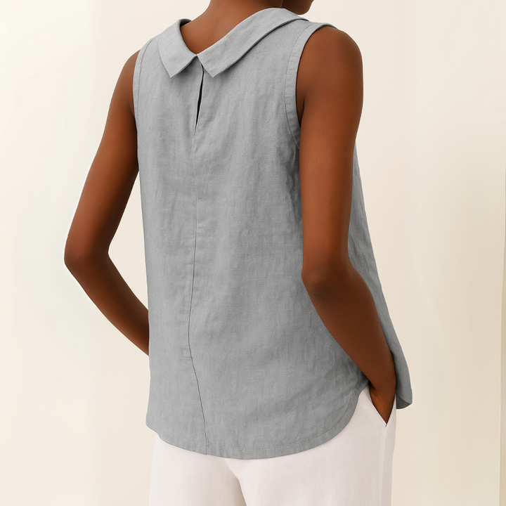 Women's Sleeveless Linen Shell Top Blouse