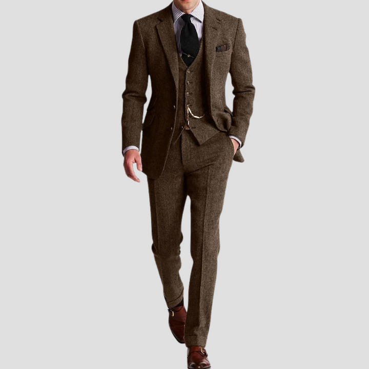 Men's Slim Fit Three-Piece Wool Suit