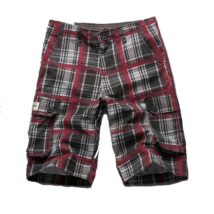 Men's Plaid Cargo Linen Casual Shorts