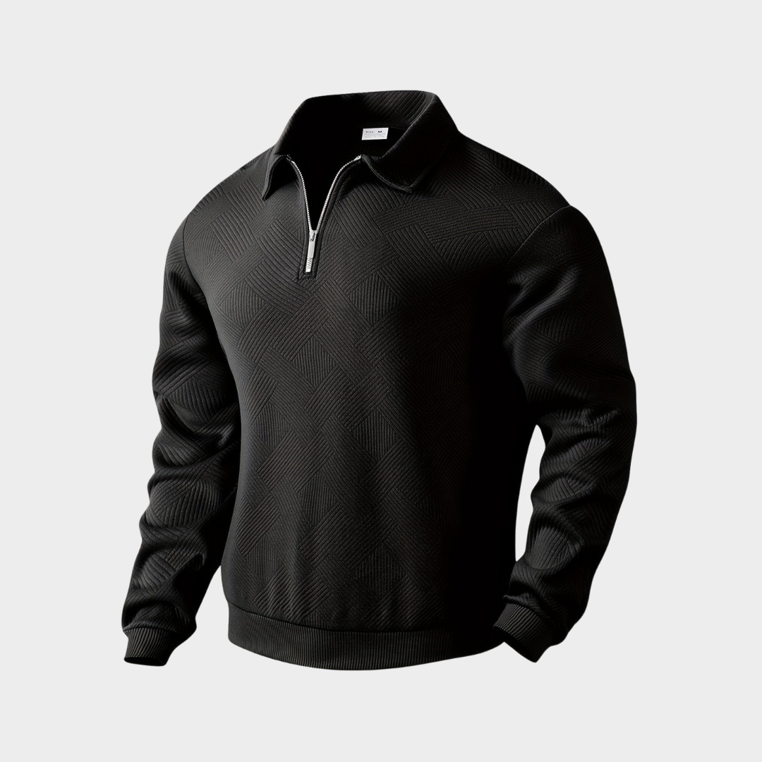 Men's Knit Quarter Zip Polo Sweater