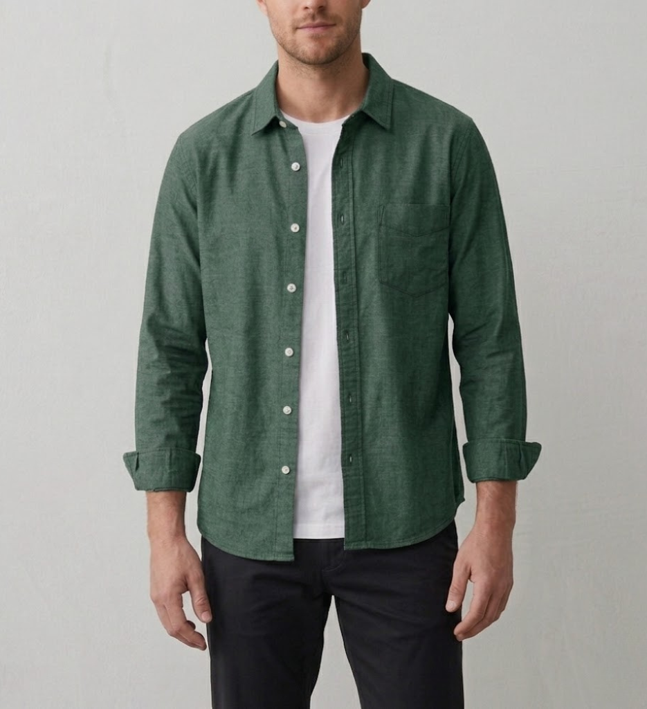 Men's Linen Button Down Long Sleeve Casual Shirt