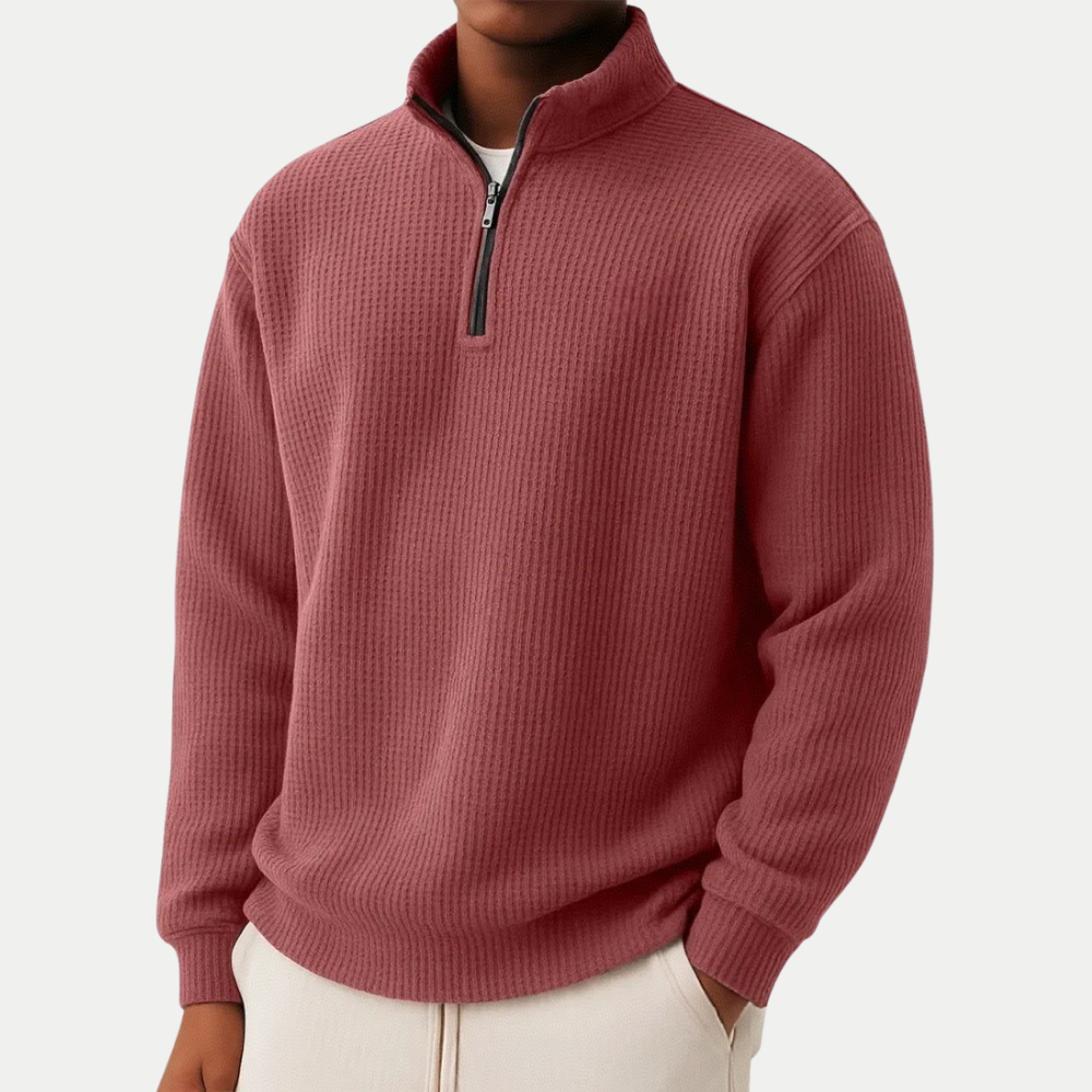 Men's Long Sleeve Half-Zip Knit Casual Pullover Sweater