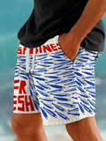 Men's Swim Shorts Quick Dry Nylon Sardine Print Graphics Beach Trunks
