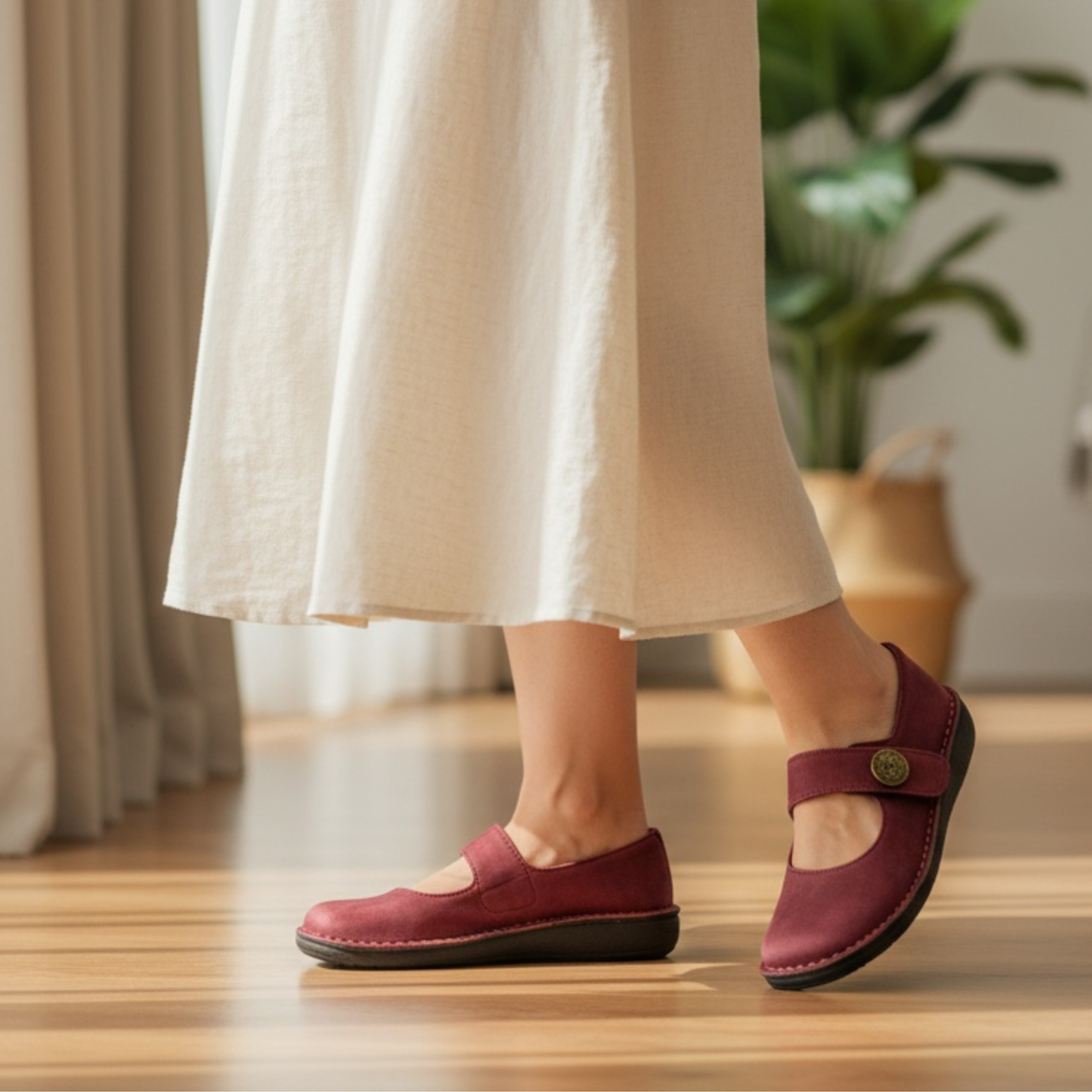 Women's Leather Mary Jane Comfort Flats