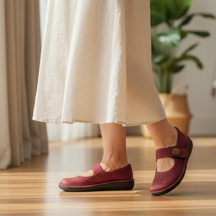 Women's Leather Mary Jane Comfort Flats