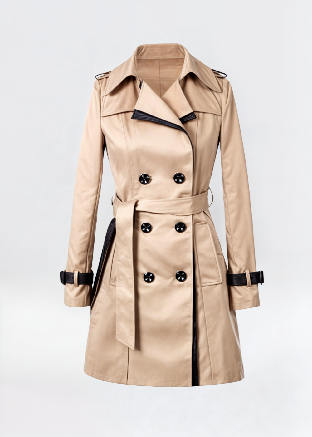Women's Wool-Blend Double-Breasted Trench Coat