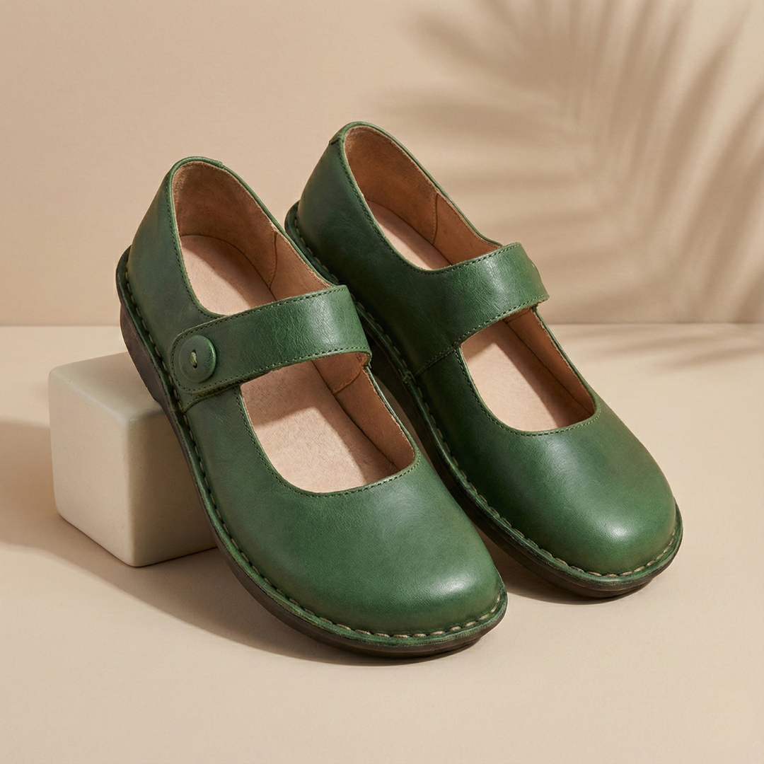 Women's Leather Mary Jane Comfort Flats