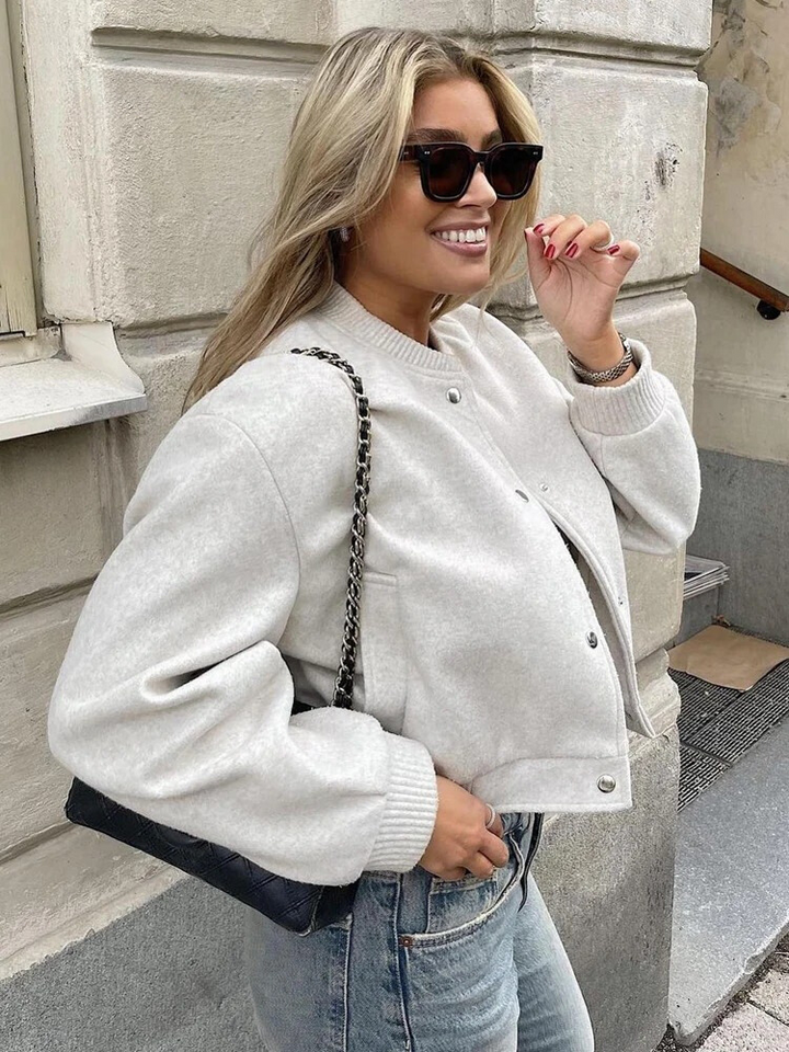 Women’s Fleece Cropped Bomber Jacket