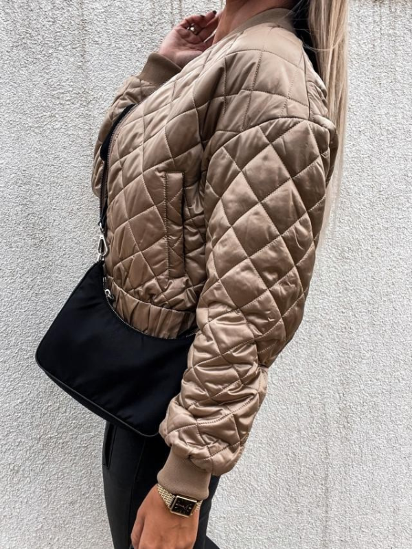 Women’s Fleece-Lined Quilted Puffer Bomber Jacket