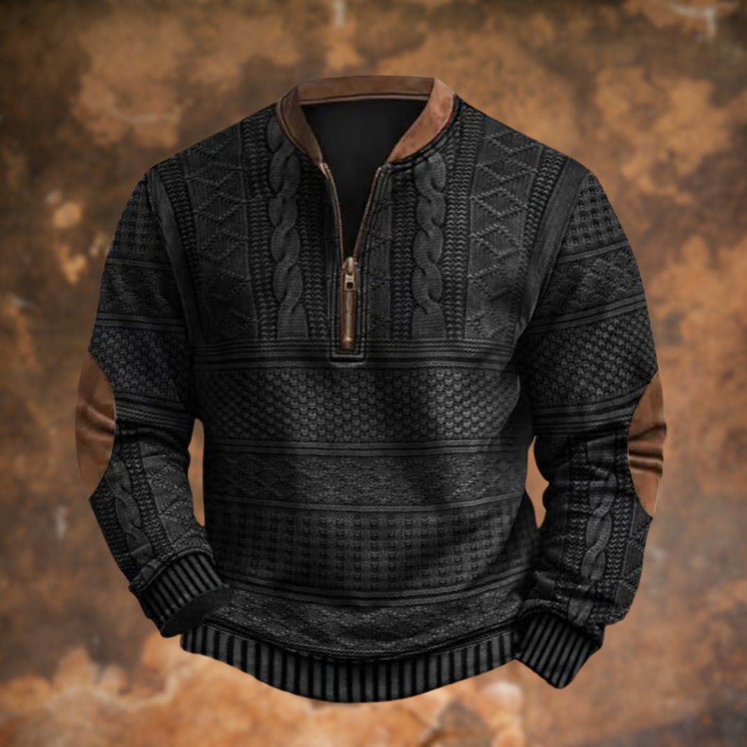 Men's Knit Quarter Zip Jumper Merino Wool Pullover Sweater