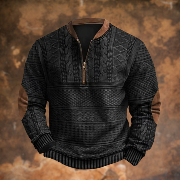 Men's Knit Quarter Zip Jumper Merino Wool Pullover Sweater