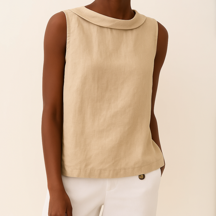 Women's Sleeveless Linen Shell Top Blouse