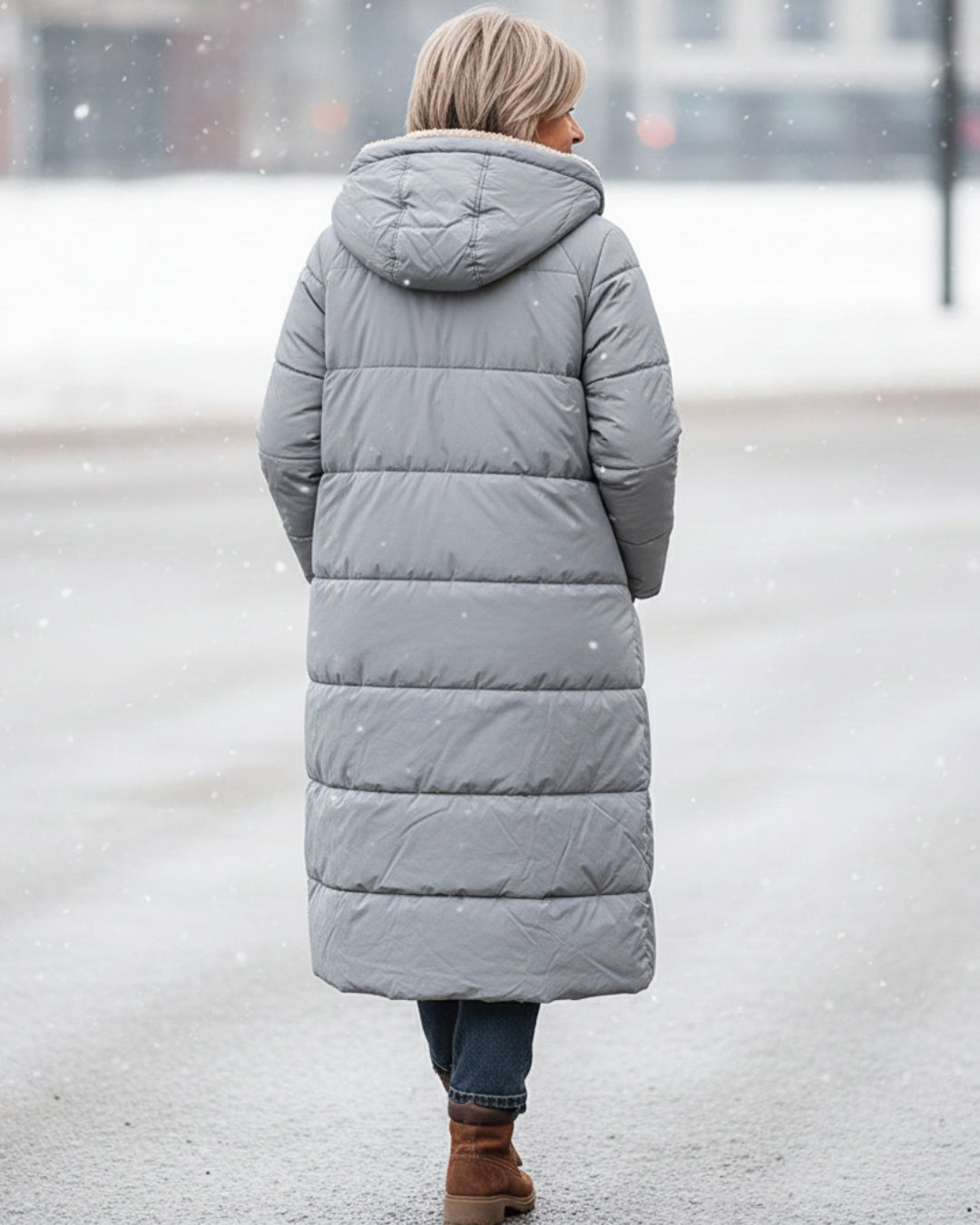Women’s Long Hooded Fleece-Lined Puffer Coat