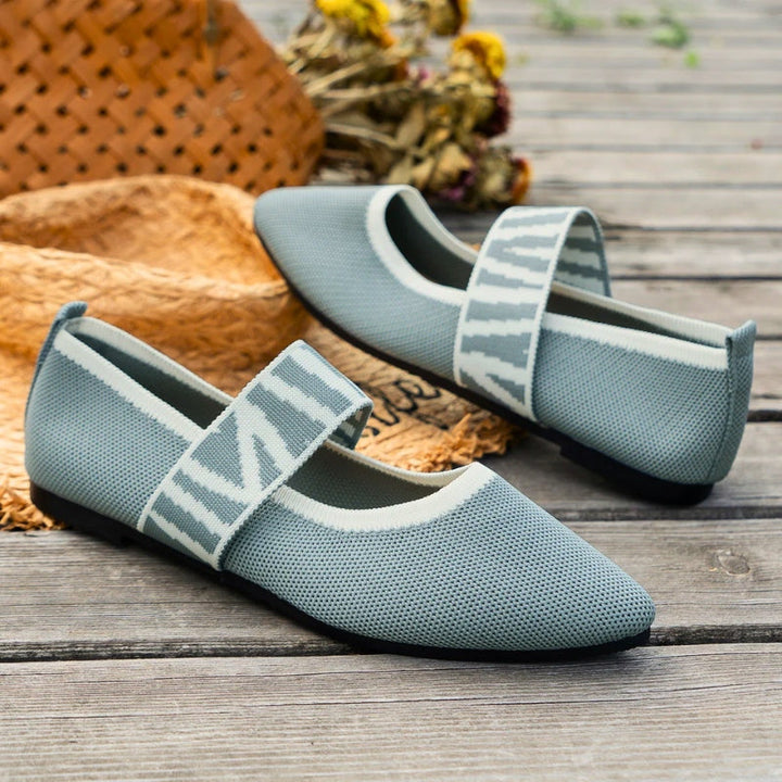 Pointed Toe Knit Women's Mary Jane Ballet Flats Slip On Shoes