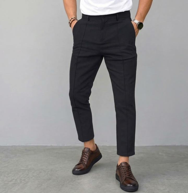 Men's Slim Fit Chinos Wool Blend Trousers Formal Smart Casual Dress Pants
