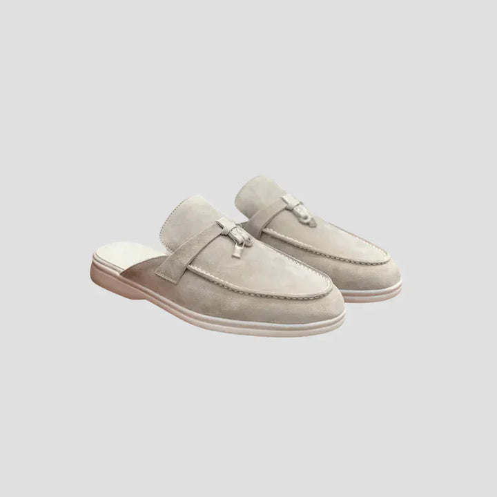 Men's Suede Leather Mules Closed Toe Buckle Slip On Loafers