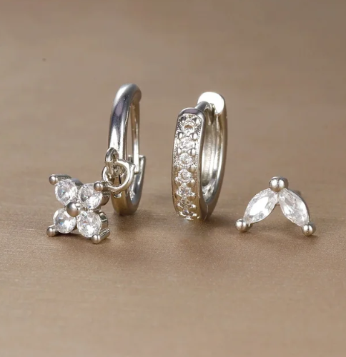 Women’s Gold Huggie Hoop Stud Earring Jewelry Set