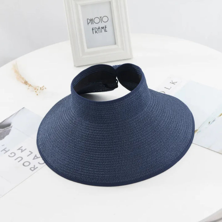 Women's Paper Straw Sun Visor Wide Brim Foldable Beach Hat